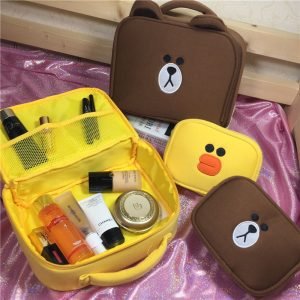 Cartoon brown bear makeup bag
