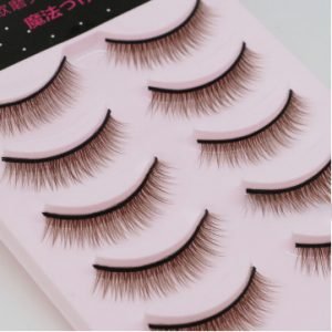 Factory wholesale Brown cross short nude makeup natural false eyelashes hard stem cotton thread stem can be OEM5 pair 024 Brown