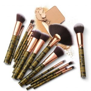 Black gold small makeup brush set black gold fan shaped makeup brush